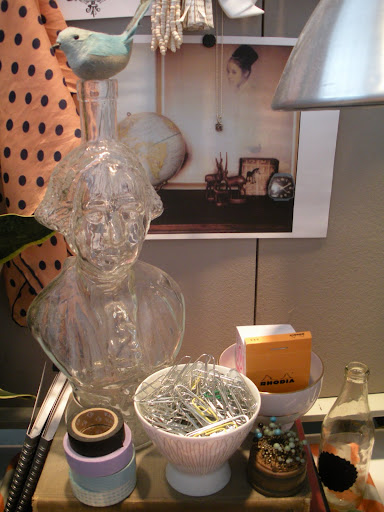 This vignette is one of my favorites at my desk. It makes me smile each time I see the bird on top of George Washington's head.