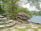 This stone terrace jutting out into the lake is in full sun, and the stones are interplanted with thyme. The fragrance is released simply by the warmth of the sun, but even more so when it is trod upon.