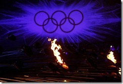 The last Olympic flames slowly extinguish during the closing ceremony of the London