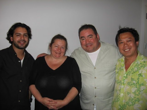Bobby Hellen of Resto (left), Sara Jenkins of Porchetta, and Michael Bao Huynh of Baogette joined Emeril in studio.