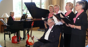 The Windsor Warblers (guest artists from Knightsbridge Lifestyle Village) with NSOKC member, Margaret Black, second from the right. Photo courtesy of Dennis Lyons.