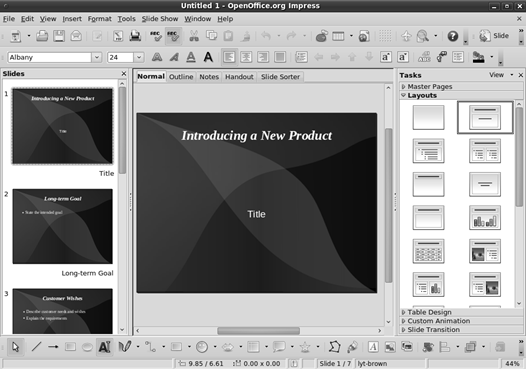 You can prepare presentations in OpenOffice.org Impress