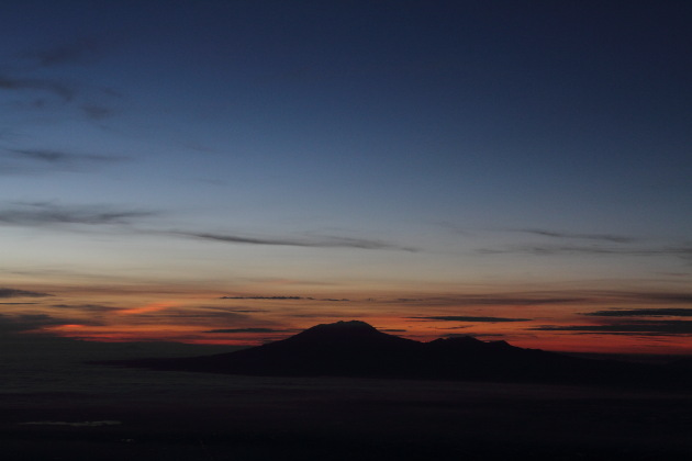 Gunung Lawu as seen from Gunung Merapi during sunrise