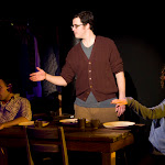 Mimesphobia, by Carlos Murillo, directed by Margot Bordelon. February 28 - April 4, 2010. (l to r) Michael Salinas, Brian Stojak, Cyd Blakewell. Photo Credit: Amanda Clifford.
