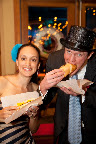 The hot dogs were so good that after our official exit, Jamie and I circled the block and asked for another. Here, our friends Candy and Conor chow down. The hot dogs were so good that after our official exit, Jamie and I circled the block and asked for another. Here, our friends Candy and Conor chow down.