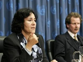  – A gauche, la représentante spéciale adjointe du secrétaire générale des Nations unies en RDC, Leila Zerrougui (Photo/Mark Garten)