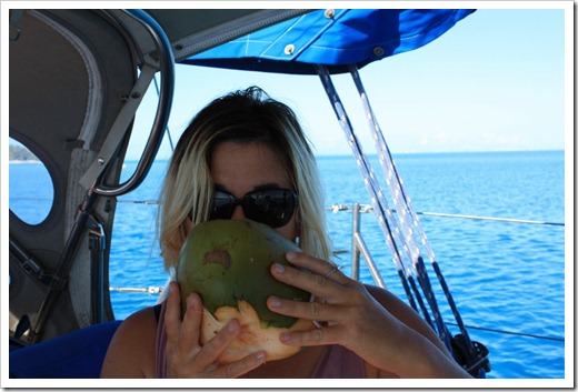 Livia drinking coconut water
