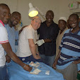 Volunteer Stuart Robinson, very happy to receive treatment - overseen by curious members of staff! IMG_6147.jpg