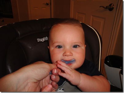 2.  First toothbrushing.  Looks like a mouthguard
