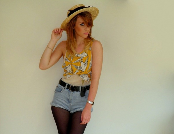 BOATER HAT AND SWALLOWS
