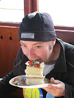 MV Radiant Queen: Chris eating his birthday cake
