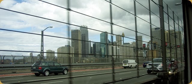 Sydney from train crossing Harbour Bridge