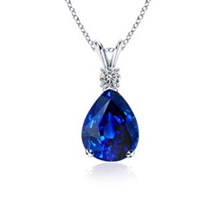 Pear Sapphire and Diamond V-Bale Pendant