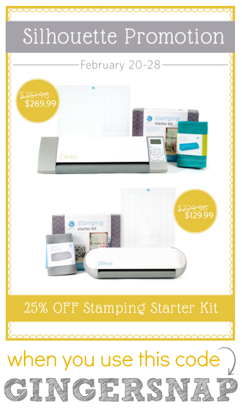 Silhouette Promotion for February 20-18 ~ use the code GINGERSNAP at checkout~ GingerSnapCrafts.com #spon