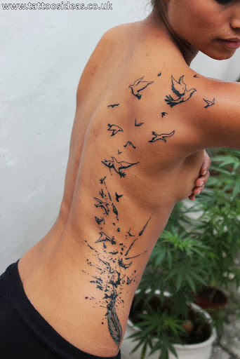 Feather Shoulder Tattoos For Women