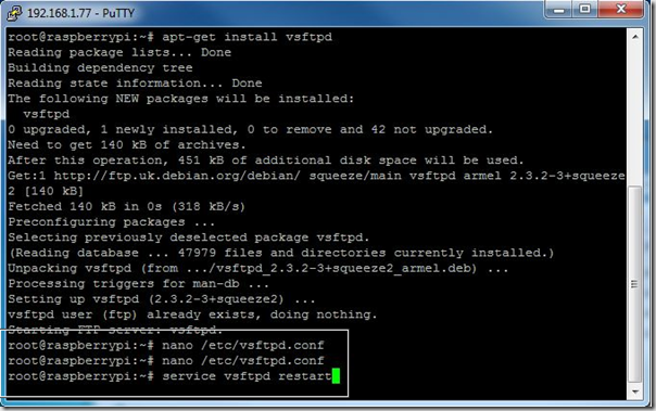 sudo service vsftpd restart 