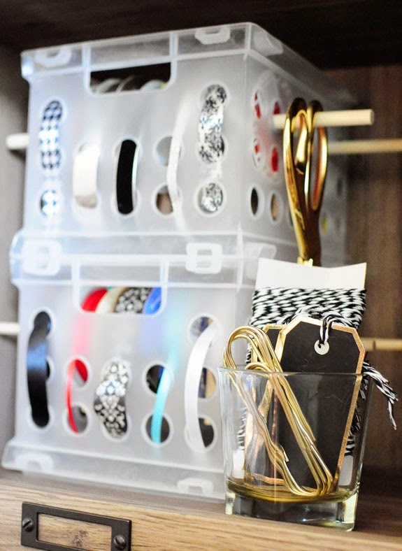 #DIY $3 Craft Ribbon Storage with Built In Dispenser #DIY $3 Craft Ribbon Storage with Built In Dispenser