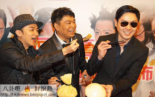 上週四福祿壽舉行新碟發布會，王祖藍、阮兆祥當眾遞上春卷，李思捷尷尬硬食。