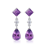 Amethyst and Diamond Dangle Earrings in 14k White Gold Amethyst and Diamond Dangle Earrings in 14k White Gold