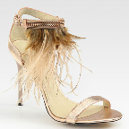 B Brian Atwood Metallic Leather and Feather Embellished Sandals, $350, Saks.com