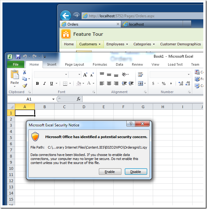 The prompt to download '*.iqy' file displayed by Microsoft Excel The prompt to download '*.iqy' file displayed by Microsoft Excel