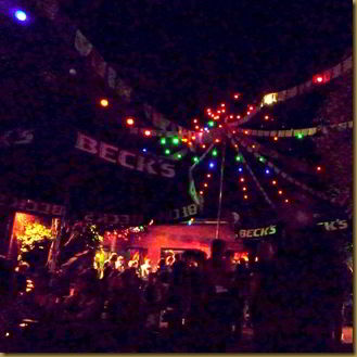 The pretty lights of the outdoor area.