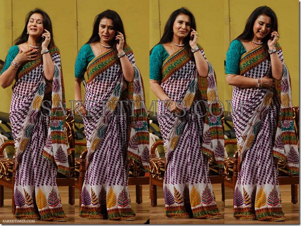 Poonam_Dhillon_White_Cotton_saree