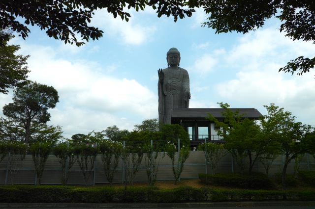 牛久大仏を正面に