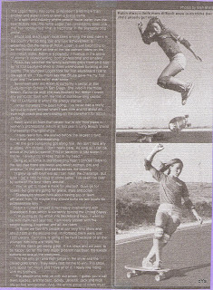 This is a article on Robin in Skateboarder. (Top) the Kick Flip and (Bottom) she is walking the board on a turn.
