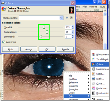 Cambiare colore occhi con GIMP