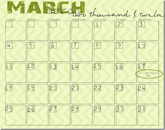 March calendar 2012