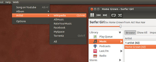 WebMenu su Rhythmbox in Ubuntu