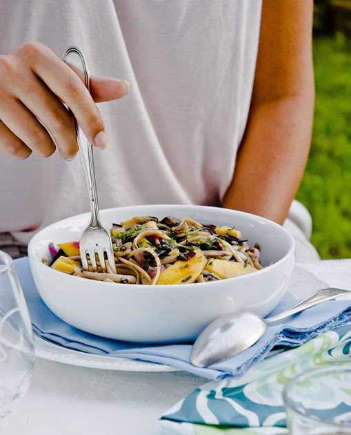 What's For Lunch Honey? Buckwheat Linguine with Aubergine and Mango
