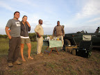 Sundowners in the bush (from left to right Dyl and Kimmy, Barry our ranger and Thulani our tracker).