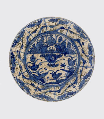 Plate | Origin:  Iran | Period: 17th century  Safavid period | Details:  Not Available | Type: Stone-paste painted under glaze | Size: W: 14.5  cm | Museum Code: S1997.61 | Photograph and description taken from Freer and the Sackler (Smithsonian) Museums.