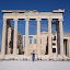 Babs in front of the Temple of Athena Nike.