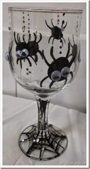 Hand painted Halloween spider glass