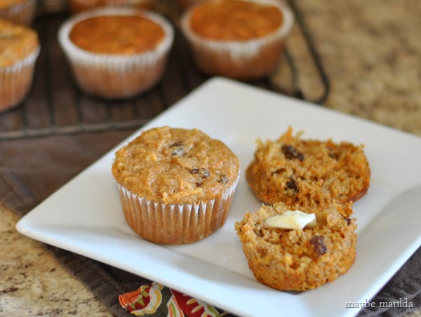 Healthy and so delicious! Apple Carrot Bran Muffins // www.maybematilda.com