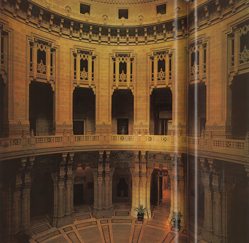 This is a Maharaja's palace and the great dome is both opulent and severe, creating a most impressive central hall. This is a Maharaja's palace and the great dome is both opulent and severe, creating a most impressive central hall.