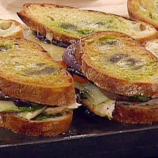 Roast Turkey Panini with, Pesto, Roasted Red Peppers and Fontina