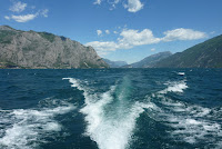 The wake from the boat
