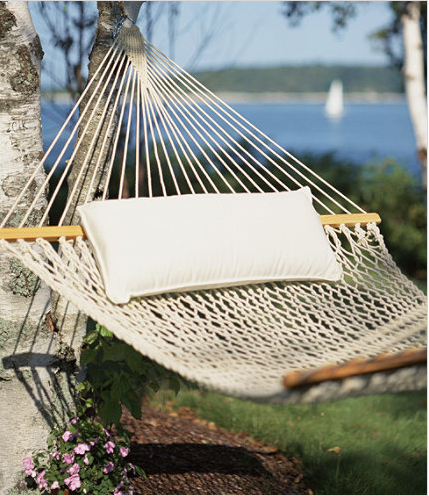 After a day of playing games, who wouldn't want to relax in a classic cotton hammock.