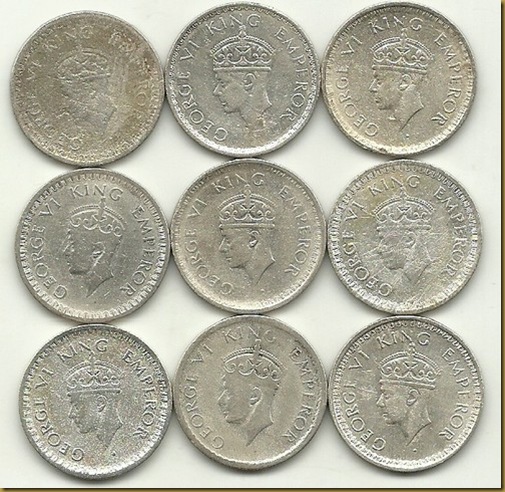 A Set of 9 Half Silver Coins