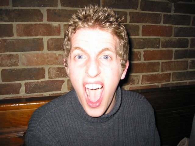 Steve tries to scare Richard from taking any more photos.