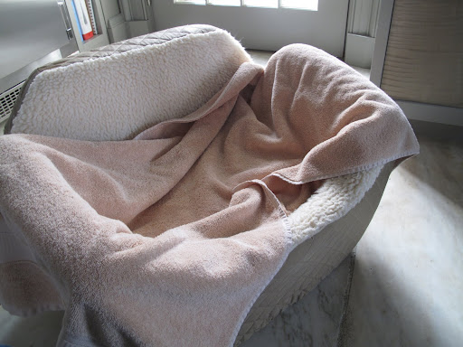 Just so we, dogs, stay out of trouble, Martha likes to keep our beds in the kitchen.  Doesn't this one look soft and cozy?