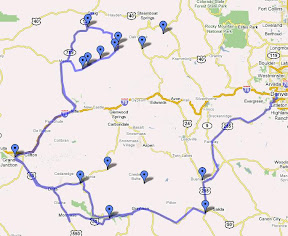 Route taken from Denver, including fishing trip between Meeker and Craig.