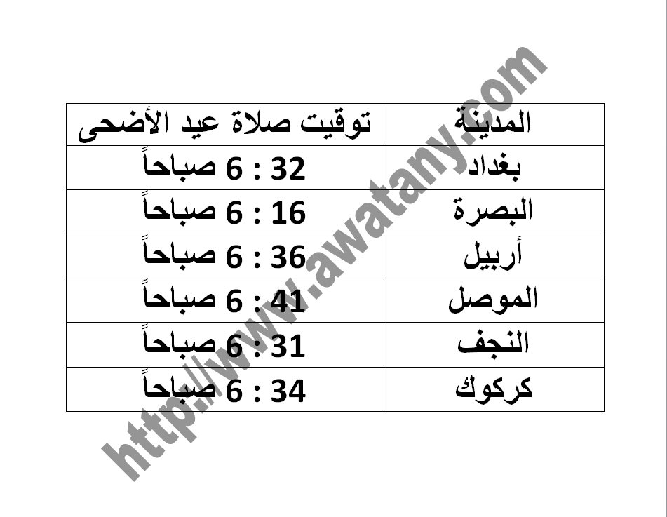 موعد صلاة عيد الاضحي 2013 في مصر وجميع الدول العربية - اخبار وطني