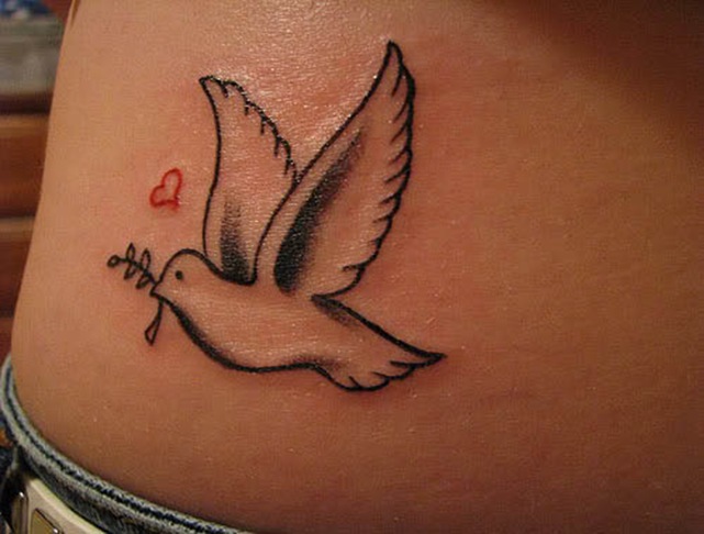White Dove and Heart Tattoo