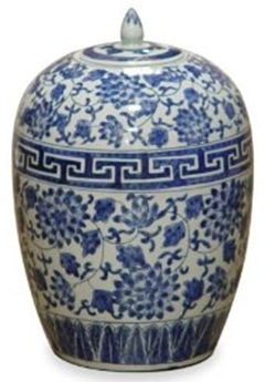 blue and white porcelain chinese melon jar 
