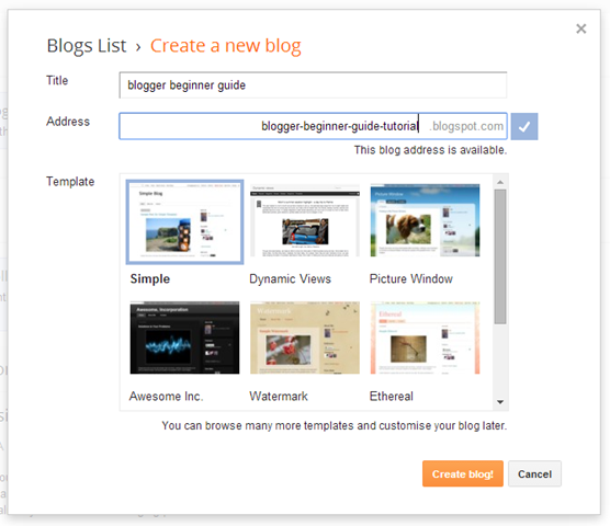 Blogger Title and Blogger Address Blogger Title and Blogger Address